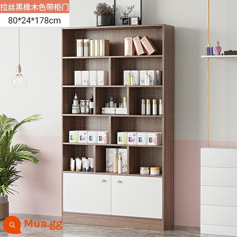 Tủ trưng bày mỹ phẩm làm đẹp đơn giản tủ trưng bày sản phẩm kệ trưng bày shop chăm sóc móng tay trưng bày shop mẹ và bé container - Gỗ sồi đen bóng 80 cm + cửa trắng