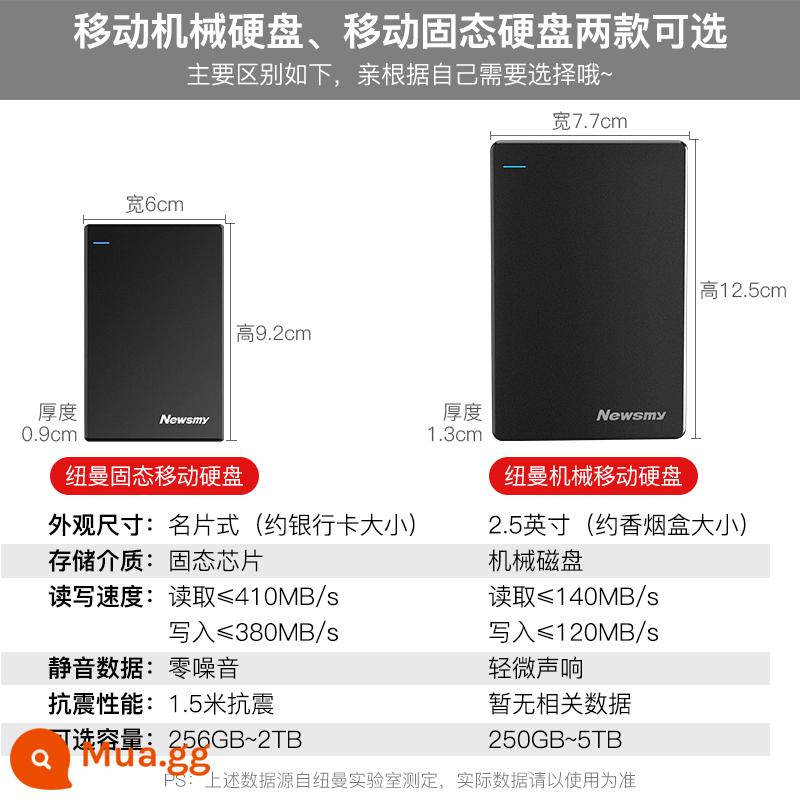 Ổ cứng di động Newman 2t bên ngoài 1t bên ngoài 500g điện thoại di động cơ học tốc độ cao không rắn flagship store chính hãng - Có sẵn hai tùy chọn trạng thái rắn/cơ học (bấm vào đây để xem sự khác biệt chi tiết)