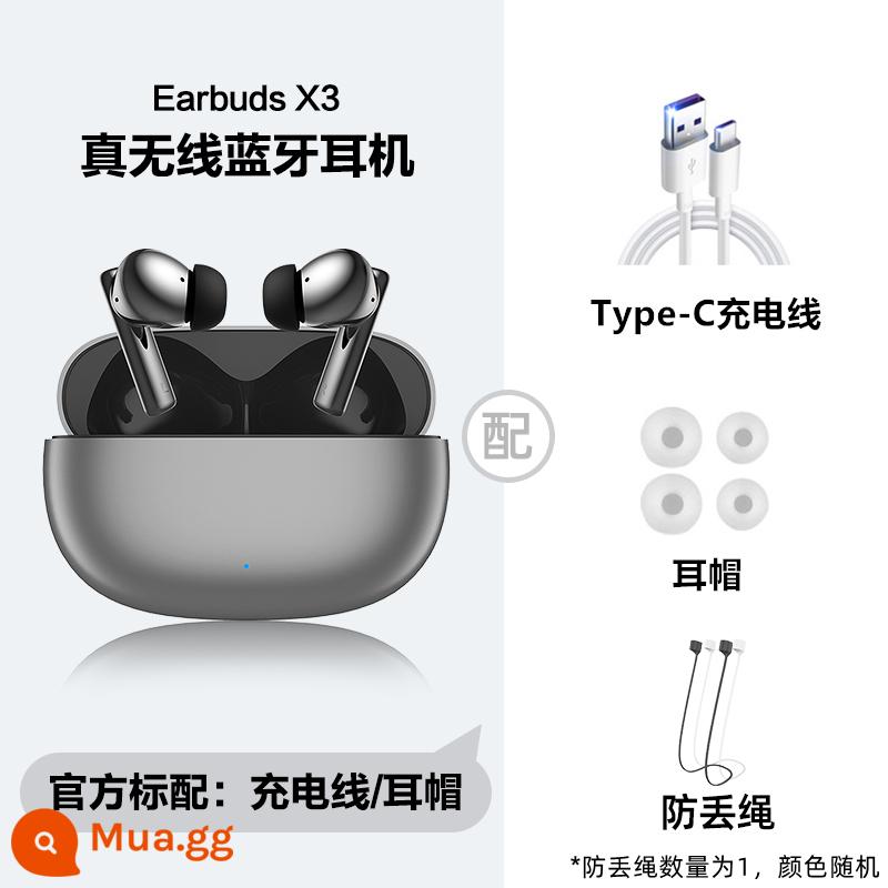 Danh dự Chọn tai nghe tai nghe X3 Tai -in -Ear Active Nois - X3 [Titanium Silver] tặng kèm cáp sạc + dây chống thất lạc