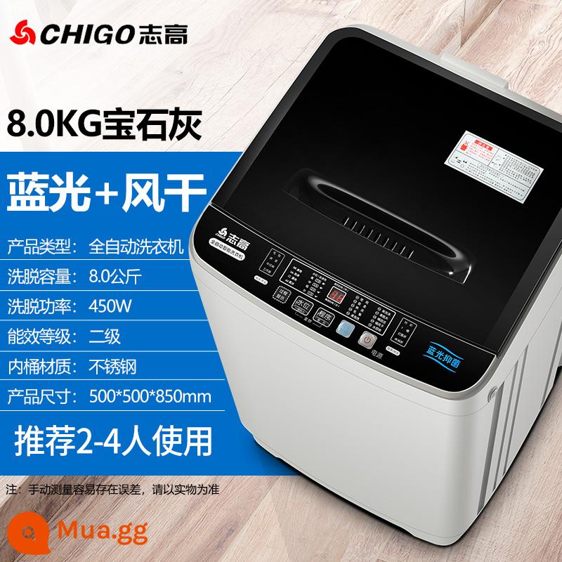 Zhigao 7.5/8,5 kg Máy giặt đầy đủ -Nội thất cho thuê ký túc xá nhỏ trẻ em cho trẻ em - ⒏Kilogram kiểu sấy khô ánh sáng xanh xám