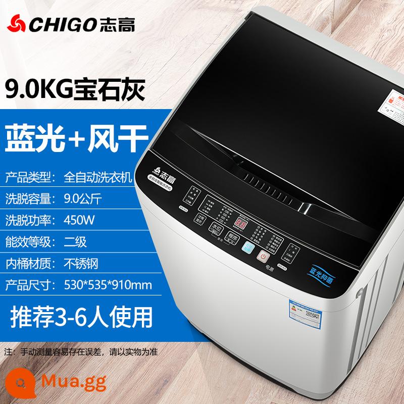 Zhigao 7.5/8,5 kg Máy giặt đầy đủ -Nội thất cho thuê ký túc xá nhỏ trẻ em cho trẻ em - ⒐Kilogram kiểu sấy khô ánh sáng xanh xám