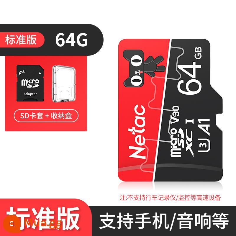 Netac 64g thẻ nhớ TF tốc độ cực cao 128g ghi âm lái xe giám sát 32gb điện thoại di động sd thẻ nhớ đặc biệt - Thẻ tốc độ cao 64G