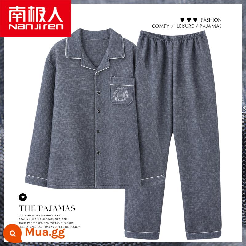 Nanjiren Bộ Đồ Ngủ Thu Đông Nam Cotton Nguyên Chất Trung Niên Bố Dày Mỏng Chần Bông Không Khí Phục Vụ Gia Đình Phù Hợp Với - NJR-NX89909