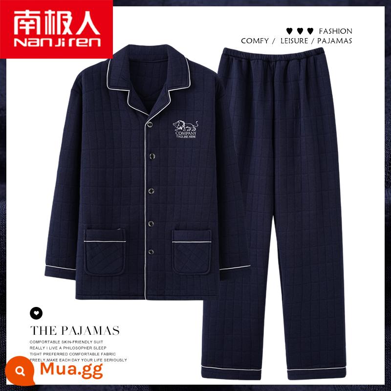 Nanjiren Bộ Đồ Ngủ Thu Đông Nam Cotton Nguyên Chất Trung Niên Bố Dày Mỏng Chần Bông Không Khí Phục Vụ Gia Đình Phù Hợp Với - NJR-NX89920