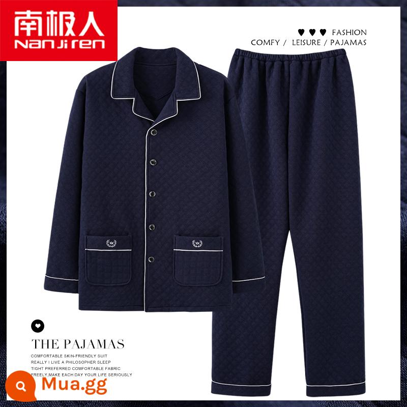 Nanjiren Bộ Đồ Ngủ Thu Đông Nam Cotton Nguyên Chất Trung Niên Bố Dày Mỏng Chần Bông Không Khí Phục Vụ Gia Đình Phù Hợp Với - NJR-NX89927