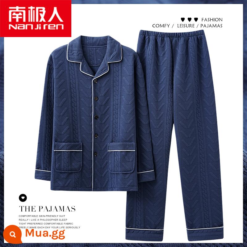 Nanjiren Bộ Đồ Ngủ Thu Đông Nam Cotton Nguyên Chất Trung Niên Bố Dày Mỏng Chần Bông Không Khí Phục Vụ Gia Đình Phù Hợp Với - NJR-MG9203