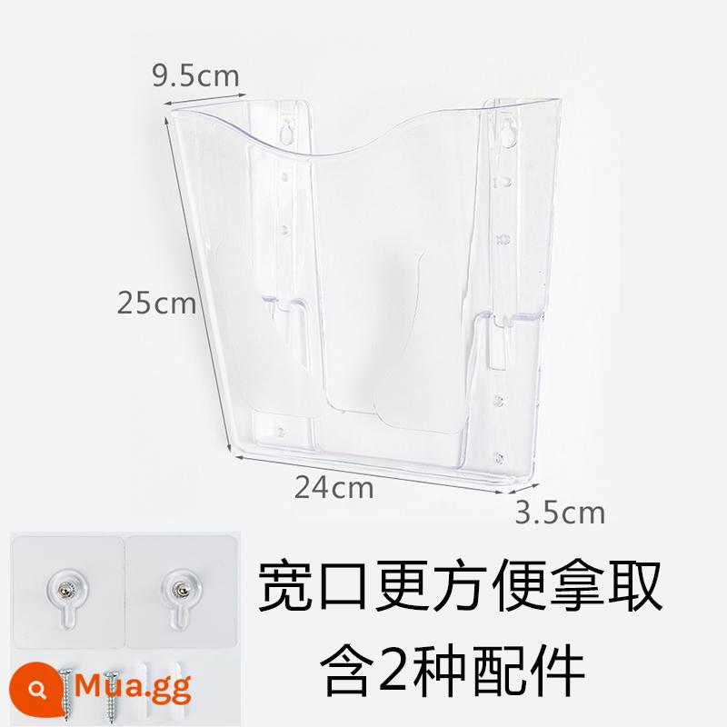 Tờ rơi acrylic giá trưng bày a4 đại lý du lịch treo tường giá đỡ hộp trang đơn giá treo tường thư mục treo tường - Miệng rộng A4 dọc (24 rộng * 25 cao * dày 3,5) miệng rộng - dọc