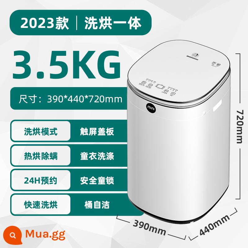 Máy giặt mini gia đình 4kg hoàn toàn tự động 5kg dành cho trẻ em nhỏ đặc biệt khử trùng và sấy khô tất cả trong một - 3,5kg bạc trắng, làm sạch và loại bỏ mạt, rửa sạch và lau khô trong một lần