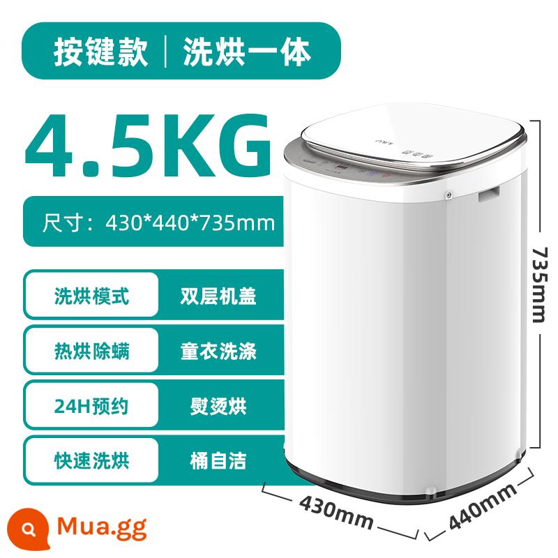 Bàn tay khéo léo Máy giặt mini 5.6kg gia đình hoàn toàn tự động mâm giặt sấy khô chuyên dụng cho bé nhỏ Tất cả - 4,5kg Trắng chói [Làm sạch và diệt ve + Sấy khô trong một] Không cần phơi nắng