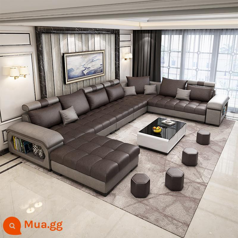 Sofa vải đơn giản hiện đại căn hộ lớn nhỏ phòng khách Bắc Âu công nghệ cao su Sofa vải 2023 kết hợp mới - Phong cách cà phê đậm (vải công nghệ nano)