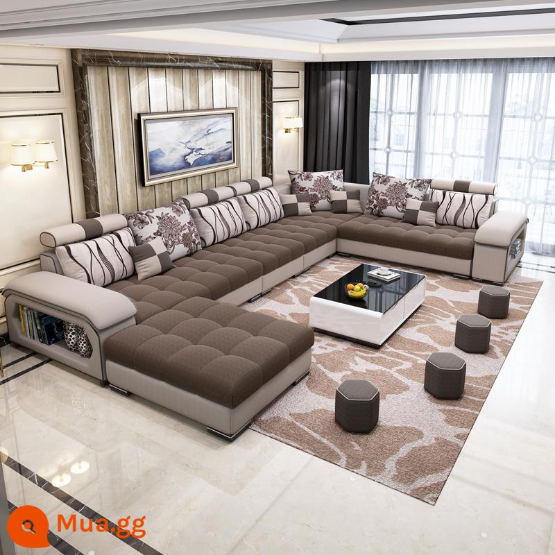 Sofa vải đơn giản hiện đại căn hộ lớn nhỏ phòng khách Bắc Âu công nghệ cao su Sofa vải 2023 kết hợp mới - Phong cách cà phê (vải lanh)