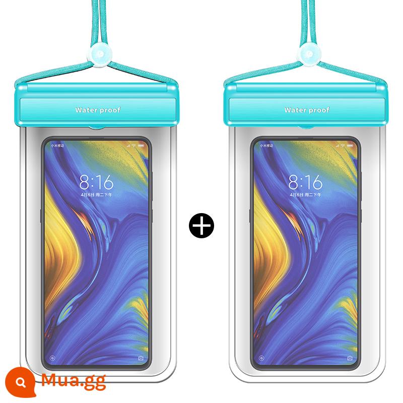 Thích hợp cho điện thoại di động OPPO Reno túi chống nước trong suốt vỏ lặn vỏ bảo vệ màn hình cảm ứng túi kín đặc biệt dành cho bơi lội - 2 gói [Lake Blue] Chống nước cấp 8∣ Ảnh 360°HD