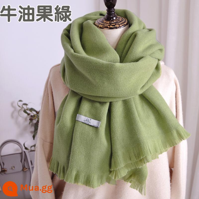 Khăn choàng nữ mùa đông cashmere dày Hàn Quốc Dongdaemun mới khăn choàng ấm áp phù hợp với màu trắng lớn màu đỏ đồng màu - quả bơ xanh