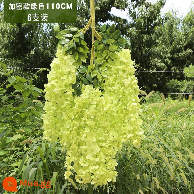 Mô phỏng Wisteria hoa hoa giả tím treo trần hoa cây nho trong nhà trang trí đám cưới mây nhựa dải hoa cây nho - Mã hóa mở rộng màu xanh lá cây (6 miếng)