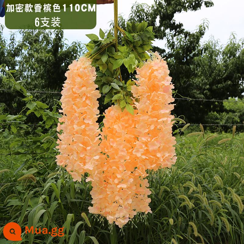 Mô phỏng Wisteria hoa hoa giả tím treo trần hoa cây nho trong nhà trang trí đám cưới mây nhựa dải hoa cây nho - Màu sâm panh được mã hóa mở rộng (6 miếng)