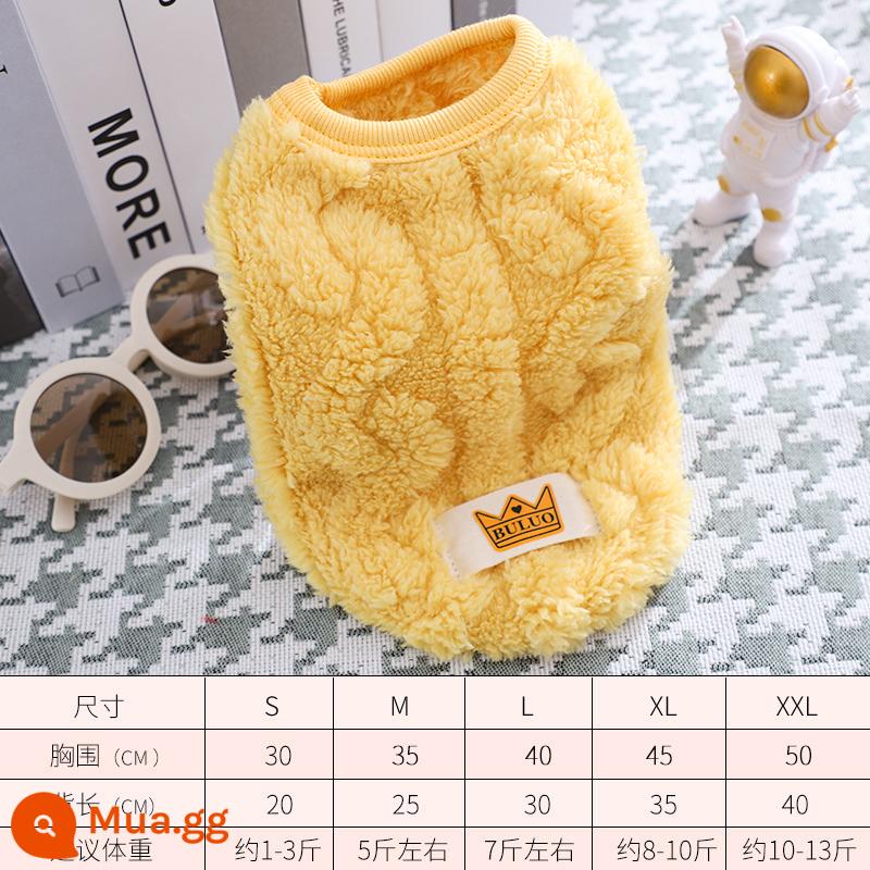 Waffle Gấu Áo Cún Con Quần Áo Thú Cưng Mỏng Phần Mùa Hè Bông Bichon Chó Nhỏ Và Vừa Mùa Thu Đông - Áo vest nhung xoắn 2 mặt màu vàng