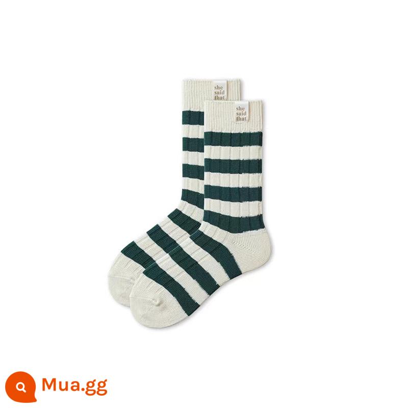 NickSocks Mỹ sọc dày thoáng khí dòng vớ retro nhãn vải tươi ins gió vớ bong bóng nam nữ cùng phong cách - sọc xanh