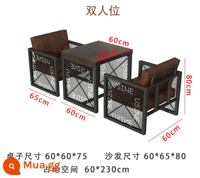 Retro Winding Wind and Iron Art Bar Card Sofa Sofa Âm nhạc BARBECUE BARBECUE BARBECUE BAR Bàn và Ghế Kết hợp Ghế - Tổ hợp hai vị trí 60X230