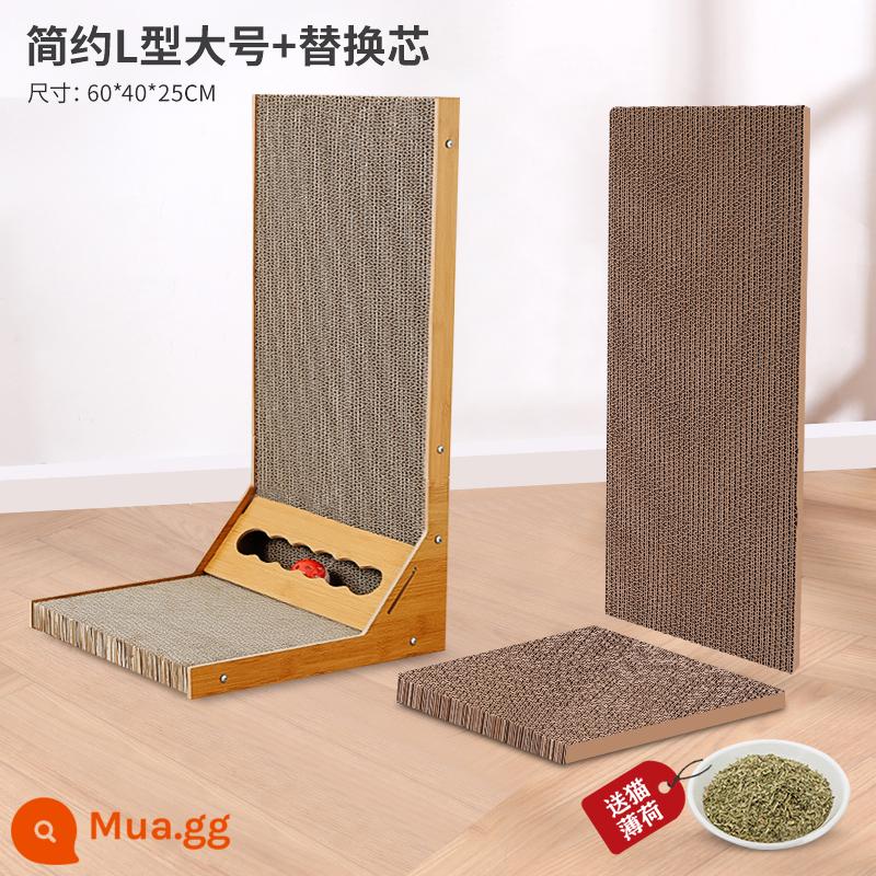 Cat Grabbing Tấm L -type đứng -Up Wear -Resistant Dandruff Three -Sdimensional Grabbing Lớn Paper Cat Claw Board Board Cat Products - ⭐Nâng cấp lên kích thước lớn 60CM + lõi thay thế + bi chuông + bạc hà mèo.