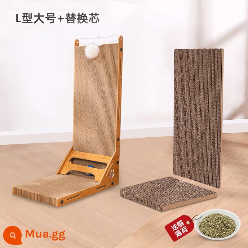 Cat Grabbing Tấm L -type đứng -Up Wear -Resistant Dandruff Three -Sdimensional Grabbing Lớn Paper Cat Claw Board Board Cat Products - Kích thước lớn hình chữ L [kiểu bóng mèo, phiên bản chạm khắc rỗng] + lõi thay thế + bạc hà mèo miễn phí.