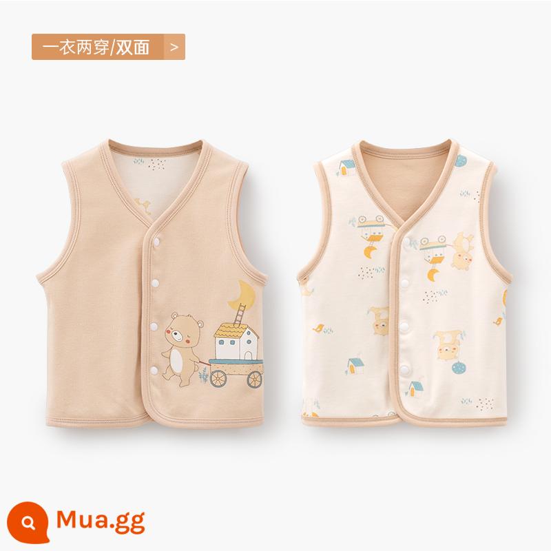 Áo vest cho bé mẫu xuân thu đông mặc áo vest trẻ em sơ sinh kẹp ngựa bé trai và bé gái áo vest mùa đông - [Đảo ngược] Nhà gấu