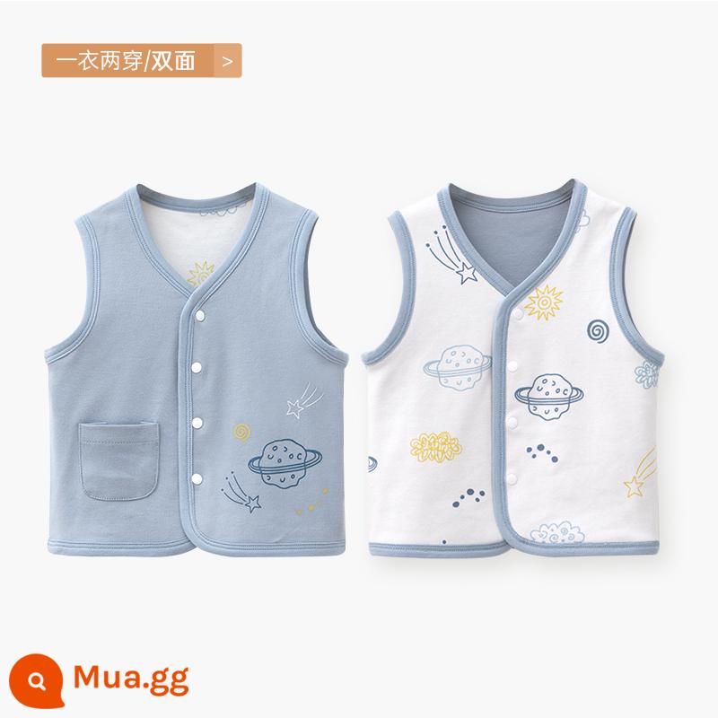 Áo vest cho bé mẫu xuân thu đông mặc áo vest trẻ em sơ sinh kẹp ngựa bé trai và bé gái áo vest mùa đông - [Đảo ngược] Hành tinh xanh