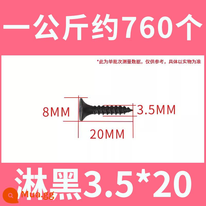 Số lượng lớn màu đen cường độ cao vách thạch cao móng tay Vít tự tháo tấm thạch cao chéo đầu phẳng tự gõ ốc vít gỗ M3.5mm - 3,5 * 20 mm (khoảng 760 miếng mỗi kg)
