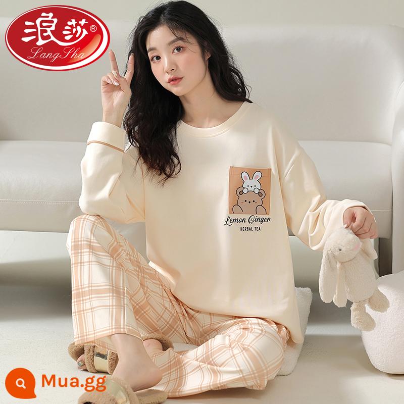 2023 Bộ Đồ Ngủ Mới Cho Nữ Xuân Thu Cotton Nguyên Chất Dài Tay Nữ Trẻ Trung Học Sinh Trung Học Hoạt Hình Thường Ngày Mặc Ở Nhà mùa Thu - A23611#