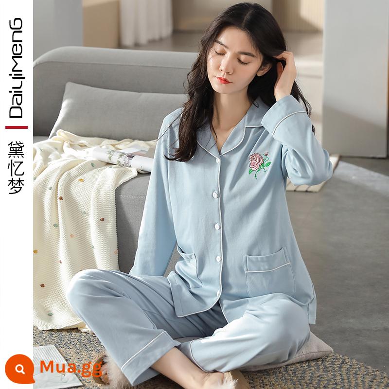 Bộ Đồ Ngủ Nữ Thu Đông Cotton Nguyên Chất Dài Tay Xuân Thu Cotton Mùa Thu Đông Cổ Tim Mùa Hè 2023 Quần Áo Ở Nhà Mới Phù Hợp Với mùa Đông - S1813