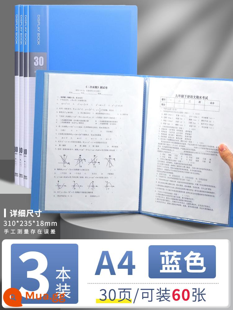 Túi đựng tài liệu Chenguang a4 nhiều trang thông tin sách chèn sách tập tin thông tin hợp đồng chứng chỉ lưu trữ hoàn thiện hiện vật giấy kiểm tra học sinh túi lưu trữ tờ nhạc thư mục lưu trữ hóa đơn vật tư văn phòng - [Dày 30 trang] Sách xanh 3 - chứa được 60 trang