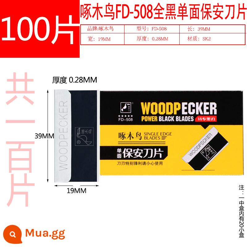 Lưỡi dao bảo mật một mặt Woodpecker FD-508 lưỡi cắt kính màu đen để cắt keo cạo đầu dây chuyền tháo dỡ màn hình bảo trì điện thoại di động - 20 hộp 100 viên