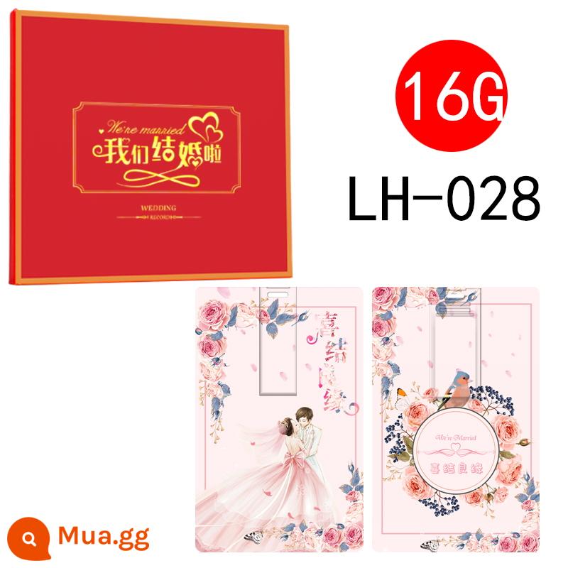 16G Cưới Đĩa U 32 Album Bìa Cứng Thiệp Cưới Đèn LED Cổng USB Tùy Chỉnh Sự Kiện Hạnh Phúc Máy Tính USB Đám Cưới phù Hợp Với Chữ 8 - Xanh nhạt LH-028-16g