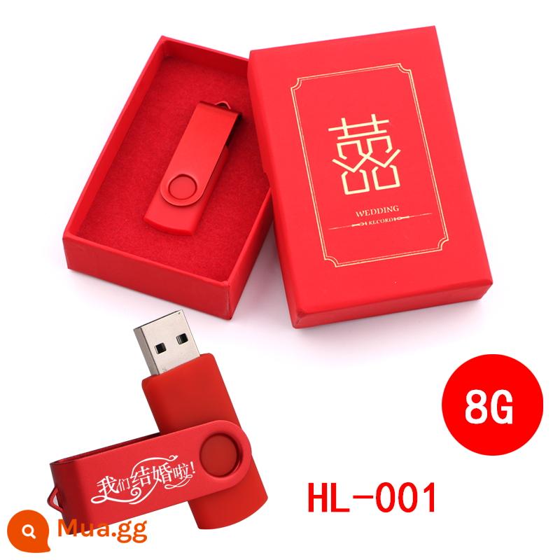 16 đám cưới Đĩa U tùy chỉnh 8g đám cưới Đèn LED USB kỷ niệm ngày cưới lưu trữ lễ hội máy tính đủ tốc độ cao khắc bộ - Đỏ 1 HL-001-8G