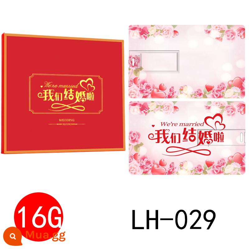 16G Cưới Đĩa U 32 Album Bìa Cứng Thiệp Cưới Đèn LED Cổng USB Tùy Chỉnh Sự Kiện Hạnh Phúc Máy Tính USB Đám Cưới phù Hợp Với Chữ 8 - Xanh LH-029-16g