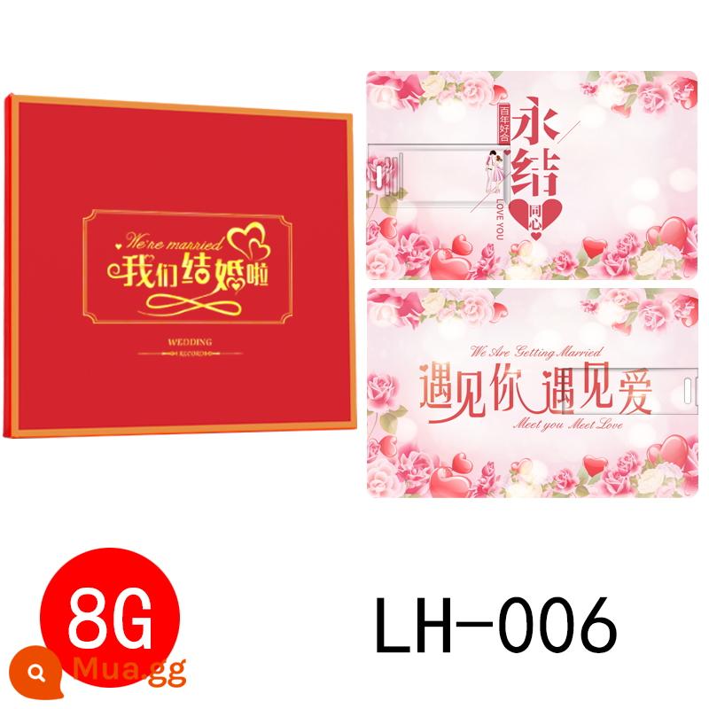 16G Cưới Đĩa U 32 Album Bìa Cứng Thiệp Cưới Đèn LED Cổng USB Tùy Chỉnh Sự Kiện Hạnh Phúc Máy Tính USB Đám Cưới phù Hợp Với Chữ 8 - Xám LH-006-8g