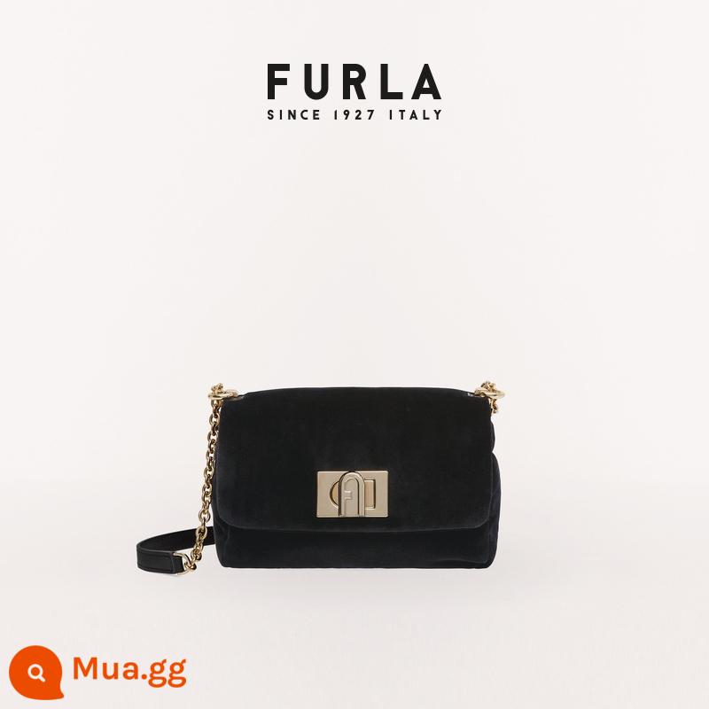 [Quà tặng năm mới] Túi đeo vai nữ bằng vải nhung mini FURLA 1927 - đen