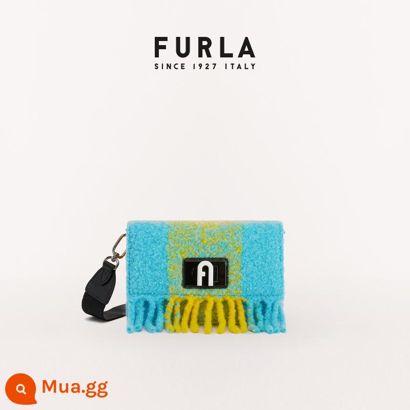 [Quà Năm Mới] Túi Messenger Nữ Vải Len Tua Rua Mềm Furla1927 - Công nghệ màu xanh + đen