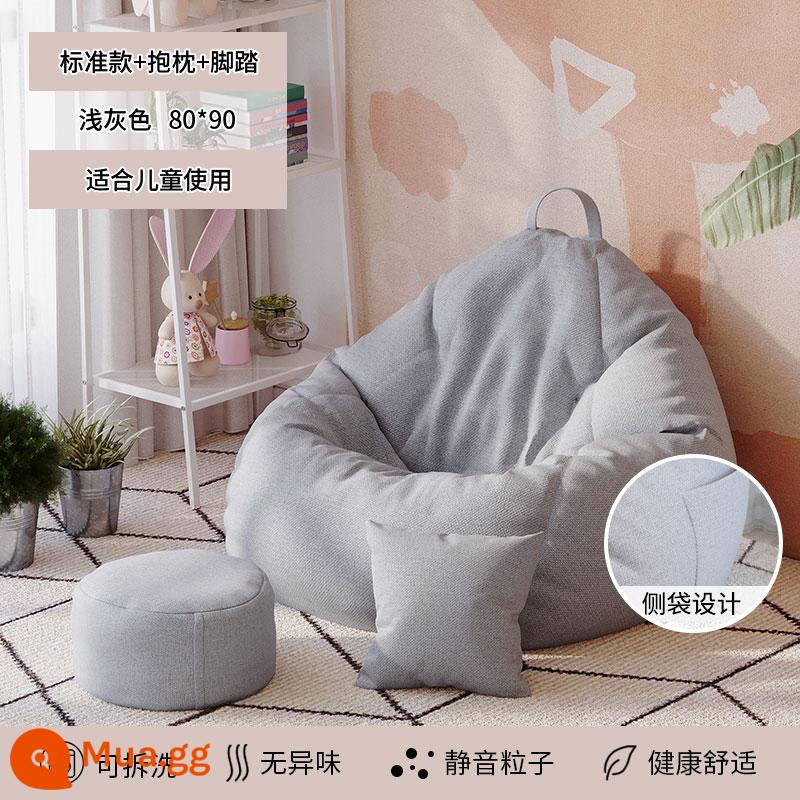 Sofa lười có thể nằm và ngủ căn hộ nhỏ phòng ngủ nhà tatami túi đậu ban công ghế giải trí ghế đơn bến tàu - Model tiêu chuẩn màu xám nhạt (80*90) đi kèm gối và bàn đạp