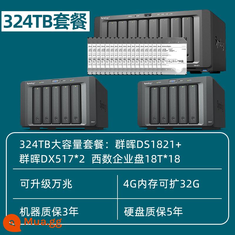 [Tư vấn tùy chỉnh dịch vụ khách hàng] Nhóm Synology Bộ lưu trữ Hui nas ds1821+ tệp lưu trữ mạng văn phòng doanh nghiệp nâng cấp máy chủ đám mây riêng 10 gigabit Nhóm 8 đĩa Chia sẻ dữ liệu Hui - Gói 360TB❤DS1821+DX517*2+cấp doanh nghiệp 20T*18