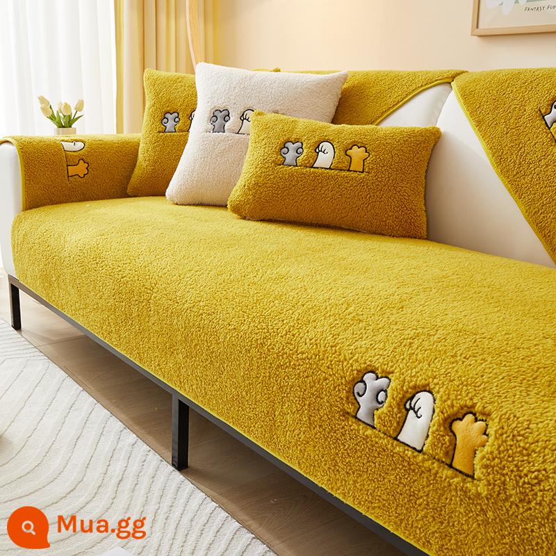 Lamb Sofa Pad mùa đông dày không -slip da sang trọng da cao -end đệm chống gạo sofa trắng - Gumball - Nghệ