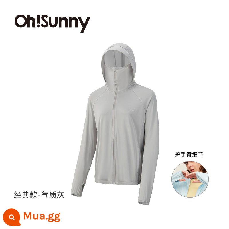 [Phong cách giống như ngôi sao Sun Qian] Quần áo chống nắng ohsunny dành cho nữ, sợi nguyên bản chống tia cực tím, mây thoáng khí, bảo vệ tay - Phong cách cổ điển-màu xám khí chất