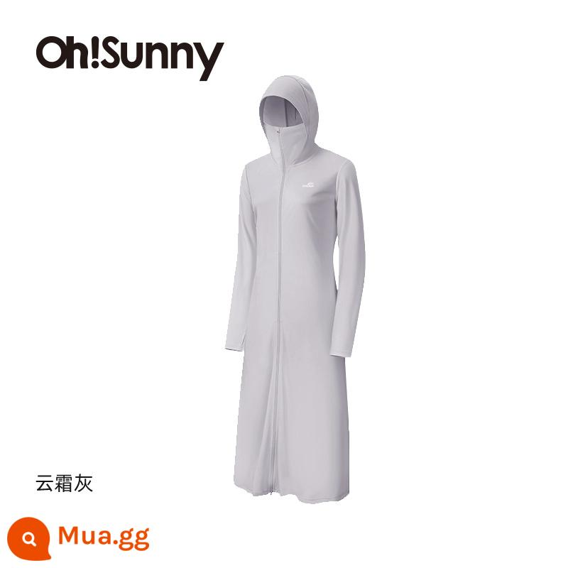 Ohsunny nữ thần quần áo chống nắng mở rộng thoáng khí chống nắng quần áo ngoài trời chống tia cực tím thể thao áo gió áo khoác mỏng - Phiên bản dài trung bình của nữ thần-yunshuang màu xám