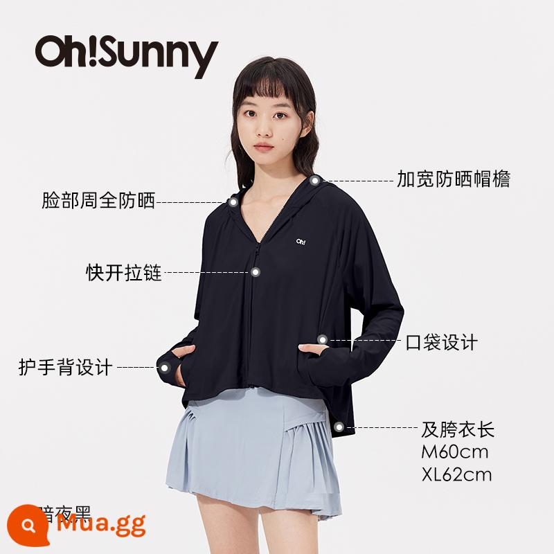 Áo Chống Nắng Ohsunny Quần Áo Chống Nắng Nữ Mùa Hè Du Lịch Ngoài Trời Dáng Rộng Thoáng Khí Thoáng Mát Quần Áo Chống Nắng Chống Tia UV - Cảm giác mát mẻ và phong cách đũng quần-Dark Night Black