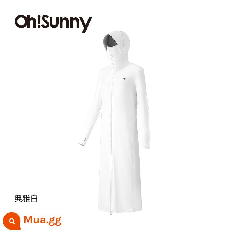 Ohsunny nữ thần quần áo chống nắng mở rộng thoáng khí chống nắng quần áo ngoài trời chống tia cực tím thể thao áo gió áo khoác mỏng - Nữ Thần Phiên Bản Dài-Trắng Thanh Lịch