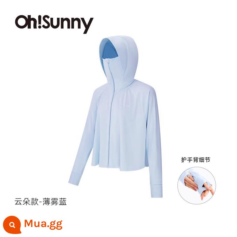 [Phong cách giống như ngôi sao Sun Qian] Quần áo chống nắng ohsunny dành cho nữ, sợi nguyên bản chống tia cực tím, mây thoáng khí, bảo vệ tay - Mô hình đám mây-Xanh sương mù