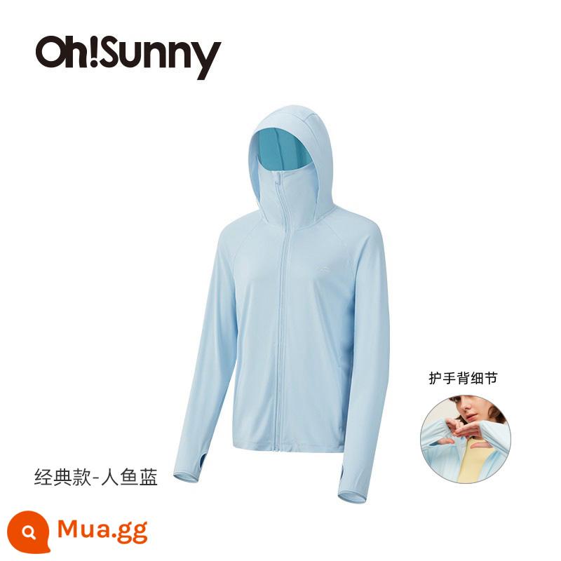 [Phong cách giống như ngôi sao Sun Qian] Quần áo chống nắng ohsunny dành cho nữ, sợi nguyên bản chống tia cực tím, mây thoáng khí, bảo vệ tay - Mô hình cổ điển-nàng tiên cá màu xanh