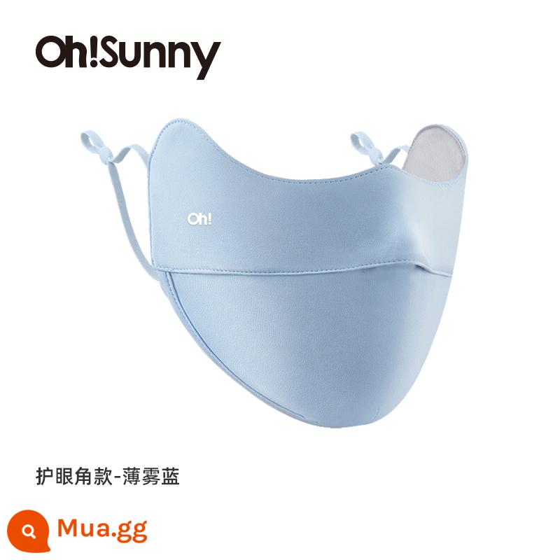 Ohsunny Mặt nạ chống nắng bảo vệ mắt Mặt nạ chống nắng dành cho nữ má hồng chống tia UV3D ba chiều thoáng khí cho mặt nhỏ - Kiểu góc bảo vệ mắt - xanh sương mù (thiết kế hai lớp)