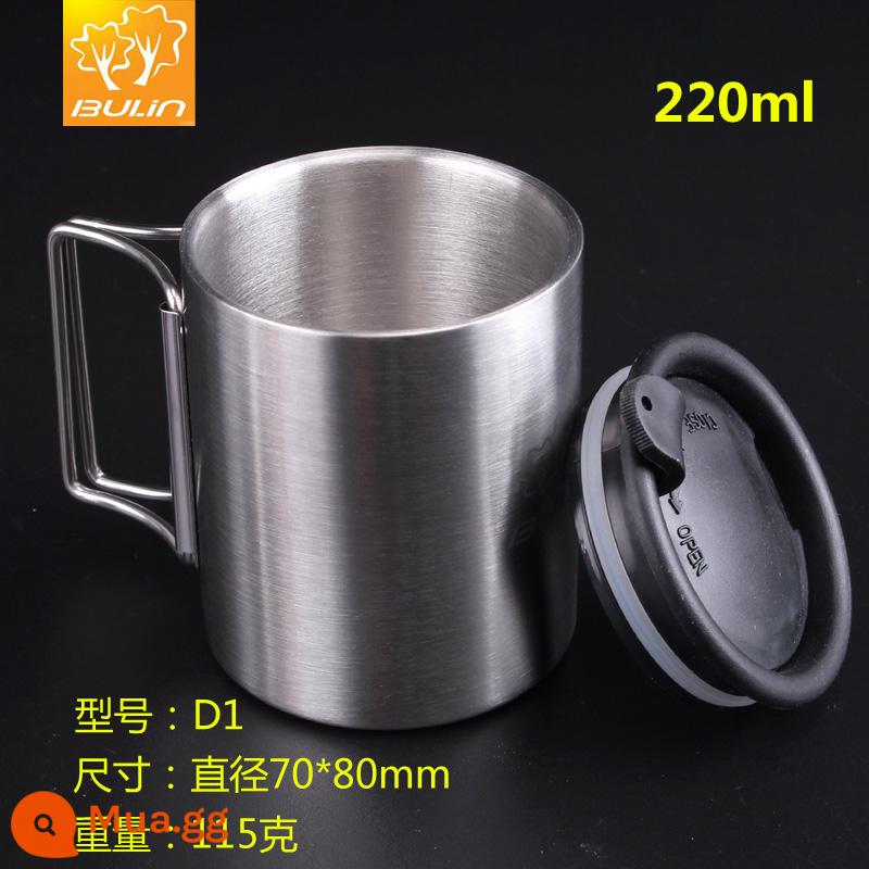 Bulin D3 cốc cắm trại ngoài trời bằng thép không gỉ hai lớp chống vảy gấp cách nhiệt chống rò rỉ cốc nước du lịch di động 300ml - BL600-D1 (220ml)