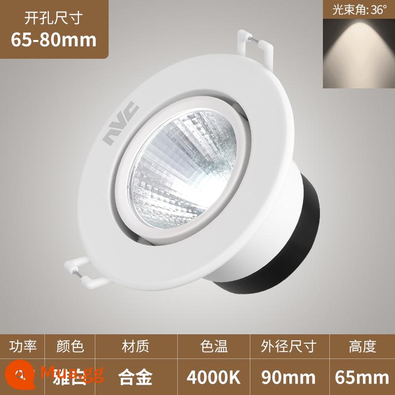 NVC chiếu sáng lõi ngô Spotlight nhúng đèn LED âm trần màu cao cấp khách sạn cửa hàng quần áo showroom đèn nền tường trần - 7W Trắng ấm [Mẫu nhôm, Khoan nhỏ Φ65-80]