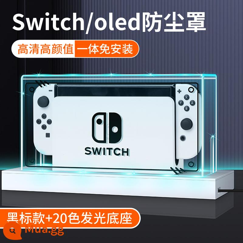 Vỏ bảo vệ Nintendo Switcholed trong suốt Vỏ tay cầm công tắc Vỏ cứng hai mảnh NS phiên bản tuổi thọ pin Vỏ đế có thể cắm được Vỏ bảng điều khiển trò chơi OLED Tấm che bụi Phụ kiện hộp thẻ pha lê acrylic - [Mẫu nhãn đen] Tấm che bụi trong suốt + Công tắc đế phát sáng/O